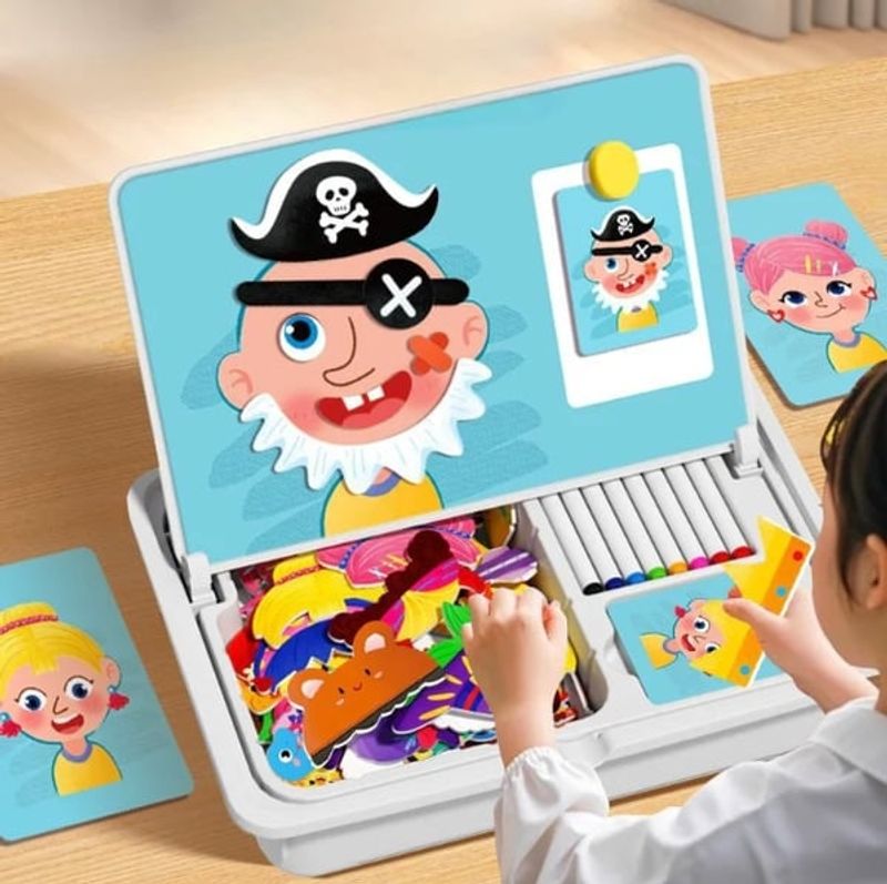 Magnetic Puzzles Face Dress Up Travel Game Double Side