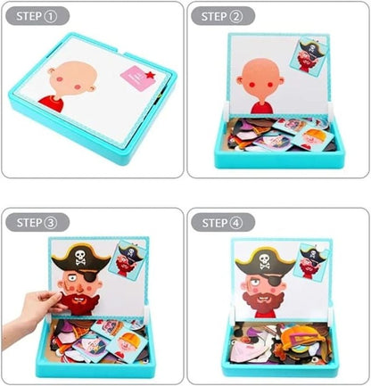 Magnetic Puzzles Face Dress Up Travel Game Double Side